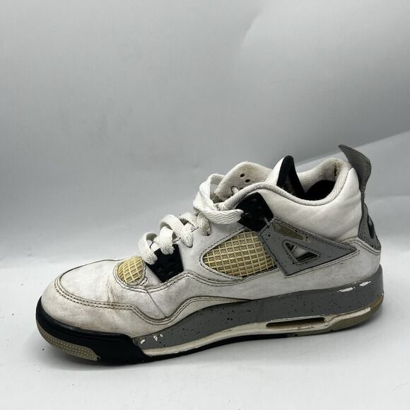 Nike Boys Air Jordan 4 White Size 5Y Basketball Shoes Sneakers 836016-192 - Picture 5 of 13